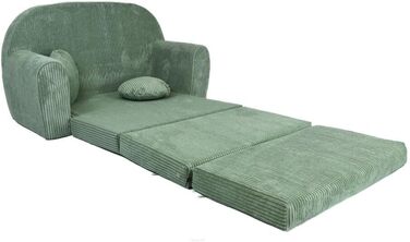 Дитячий диван, Складаний, М&39який - Ігровий диван з розсувною функцією 96x57x48 см - Дитячий диван з функцією сну - М&39який розкладний диван, сертифікований Oeko-TEX, вкл. 2 подушки, Світло-зелений