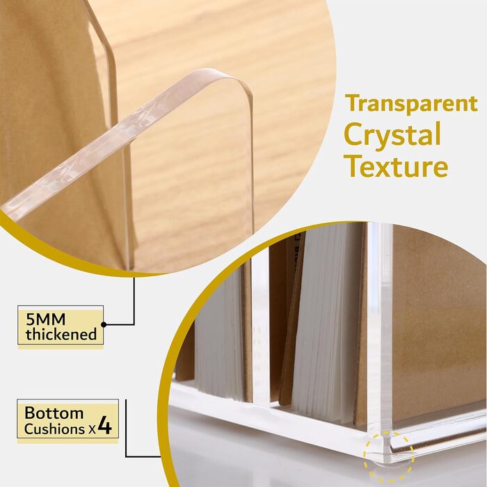 Акрилова папка для документів SANRUI, 3 вертикальні відділення, прозорий вертикальний тримач для листів, багатофункціональний, для офісу, дому, школи