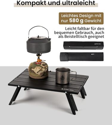 Складаний кемпінговий стіл OneTigris, маленький алюмінієвий, складний кемпінговий стіл, надлегкий портативний вуличний стіл, вантажопідйомність до 30 кг для використання на свіжому повітрі, для походів (39,5 x 29 x 12,5 см)