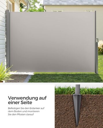 Ґрунтовий анкер SONGMICS, ґрунтовий анкер для опорних стійок бічних тентів, ґрунтовий цвях, підходить лише для алюмінієвих бічних тентів SONGMICS, сірий GSA001