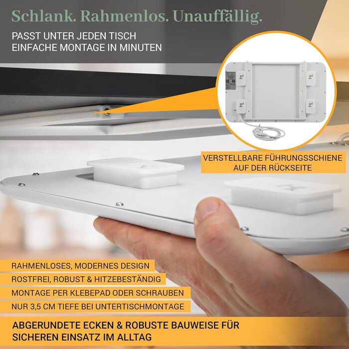 Інфрачервоний обігрівач Heidenfeld HF-TH120 Настільний обігрівач потужністю 120 Вт Радіатор - Інфрачервоний обігрівач - Електричний обігрівач - Нагрівальна панель - Інфрачервоний радіатор - Нагрівальна панель - 3-в-1 Монтаж, білий