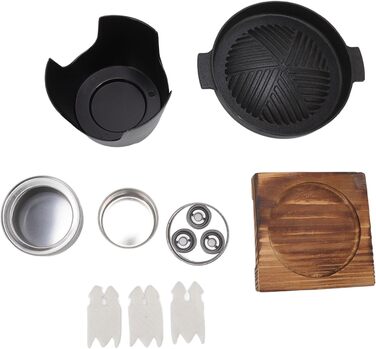 Кемпінговий гриль, чорний міні-стильний антипригарний портативний маленький вугільний гриль для кемпінгу, пікніків, подарунків на новосілля (19,5 см) Hn Bbq18a