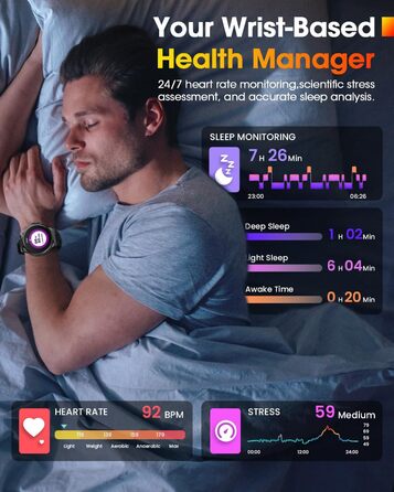 Чоловічий військовий смарт-годинник з великим HD-дисплеєм 1,92 дюйма, акумулятором 1000 мАг, фітнес-годинник з понад 120 спортивними режимами, водонепроникністю 5 атм, функцією телефону, пульсометром, монітором сну, спортивним годинником для iOS та Androi