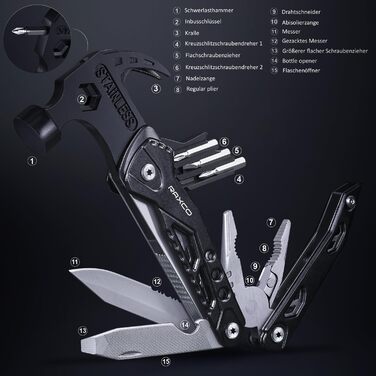 В 1 мультитул молоток і багатофункціональний інструмент для кемпінгу, для чоловіків він батько тато її хлопець, подарунок на День