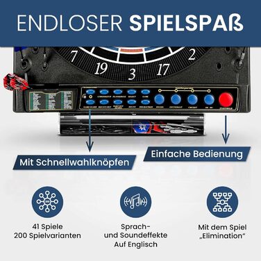 Електронна мішень для дартсу Dartona JX2000 Tournament Pro - Електронна мішень для дартсу Турнірна дошка з 41 грою та понад 200 варіаціями Дуже хороший рейтинг на Vergleich.org