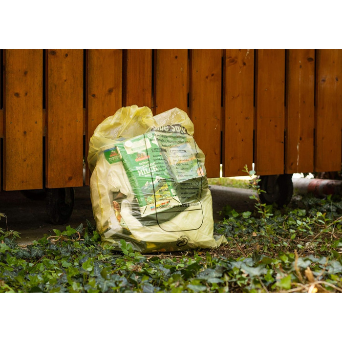 Надзвичайно міцні жовті пакети - пакет для переробки зі шнурком, 90 літрів, товщина матеріалу 22 мкм - жовтий пакет (10 рулонів)