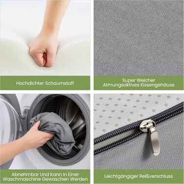 Преміальна клиноподібна подушка для ліжка та дивана 2-зонна система комфорту Подушка для рефлюксу та підняття сну Ергономічний клиноподібний матрац Подушка для читання, подушка для підтримки спини та подушка для ніг (сіра 80 см)