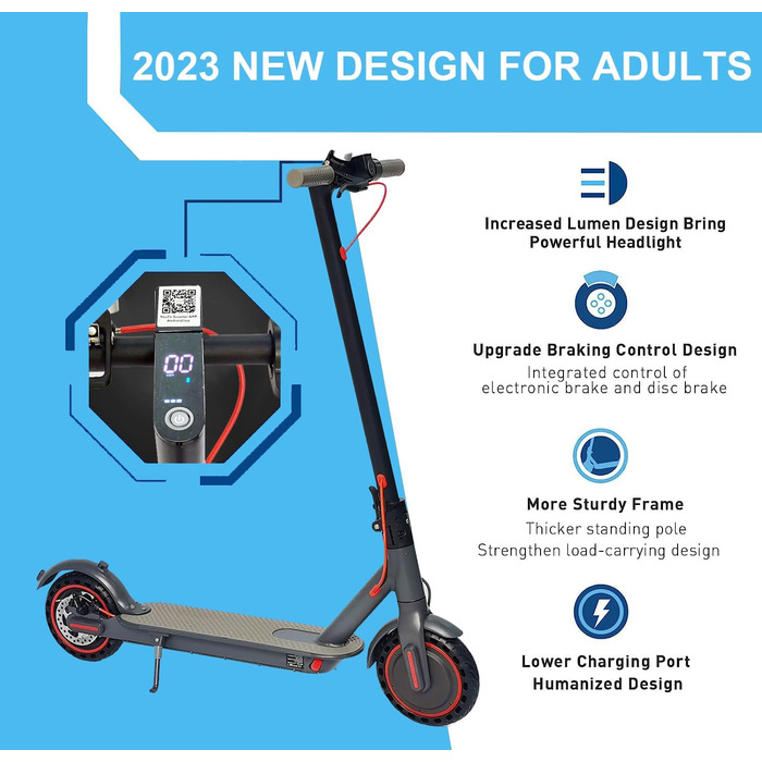 Дюймовий електросамокат з функцією додатку, з тримачем для мобільного телефону та протиугінним пристроєм Складаний електросамокат,