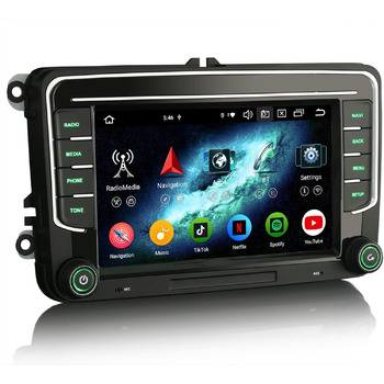 Дюймовий 8-ядерний 4 ГБ 64 ГБ Android 14 автомагнітола з GPS-навігацією для VW Crafter Amarok Caddy Polo 6R Transporter T6 Skoda Yeti Bluetooth CarPlay Android Auto WiFi 4G DSP DAB OBD2 USB DVB-T2 Canbus OPS SWC, 7-