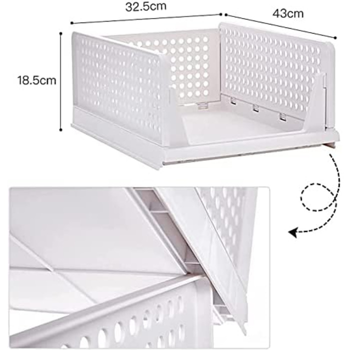 Абелювані коробки для зберігання речей у шафі, складні ящики для зберігання з висувними ящиками, пластикові коробки для зберігання, для спальні, кухні, ванної кімнати, 3 шт. и, розмір L, 3 шт.