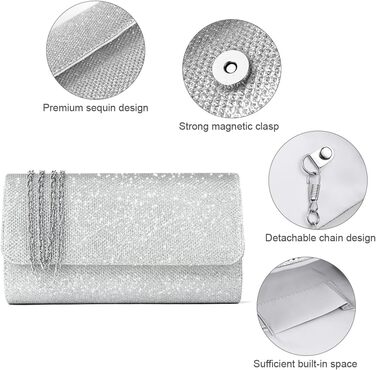 Сумка на ланцюжку, Клатч жіночий, Вечірня сумка з блиском, Елегантна сумка-конверт Сумка на ланцюжку Сумка на плече для весілля ве