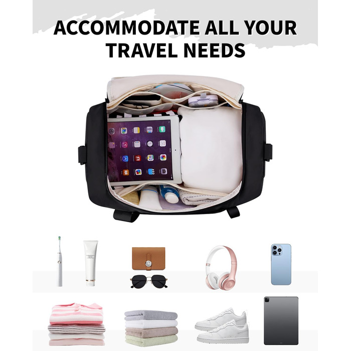 Жіноча дорожня сумка WANDF, сумка для ручної поклажі Easyjet, 45x36x20 см, велика спортивна сумка з відділенням для взуття та відділенням для вологих речей, дорожня сумка на вихідні для жінок та чоловіків для подорожей літаком та використання в спортзалі 