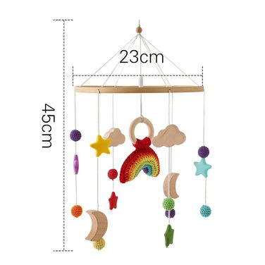 Фетровий мобіль Trayosin на ліжечко з веселкою, зірками та ракетою