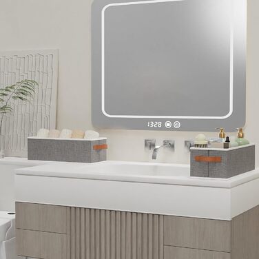 Складаний кошик для зберігання з 3 предметів, кошики для зберігання з ручкою, органайзер для гардеробу, коробки для зберігання для ванних кімнат, шаф та полиць, 38x15,5x13 см, сірий, 3 шт. сірого кольору