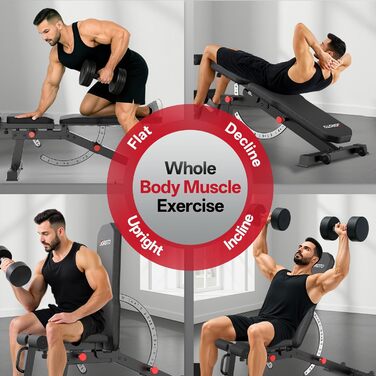 Регульована силова лава JOROTO MD65, багатофункціональна силова лава для домашнього використання, тренувальна лава з максимальним навантаженням 800 кг, 9-позиційна регульована спинка та 3-позиційне регульоване сидіння для фітнесу