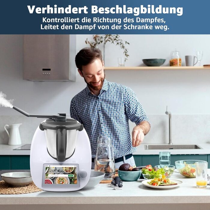 Паровий дивертор для Thermomix TM6 MCC, для аксесуарів Thermomix Силіконовий конденсатовідвідник, захист навісних шаф Сумісний з Monsieur Cuisine Smart Extra Long Відведення пари зі щіткою Версія Extra Long (труби 15 см 10 см)