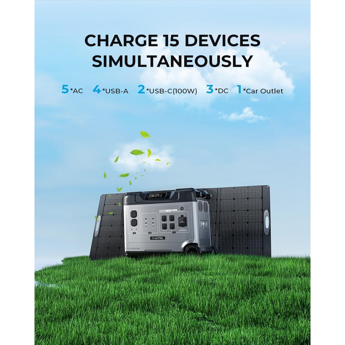 Електростанція OUKITEL P5000 Pro 5120 Втгод, аварійний генератор потужністю 4000 Вт із швидкою зарядкою 1800 Вт, акумулятор LiFePO4, керування за допомогою застосунку, накопичувач енергії для дому, кемпінгу та надзвичайних ситуацій P5000 Pro Set 3