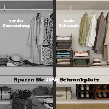 Органайзер для гардеробу, що штабелюється, складний органайзер для шафи, висувний багатофункціональний ящик для зберігання, висувні ящики для зберігання у ванній кімнаті, спальня - коричневий Rzwj02-baun, 4 шт.