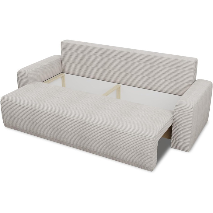 Диван-ліжко Spark диван зі сном та відділенням для зберігання речей, пружинна основа Bonnell, вельветовий чохол, велика спальна зона, сучасний мякий диван та диван-ліжко (бежевий (Poso 100))