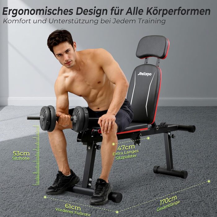 Покращена регульована лава для силових тренувань, 9 положень спинки та складна, похила лава вантажопідйомністю 550 кг, фітнес-лава для силових тренувань усього тіла та високих чоловіків