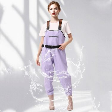 Жіночі водонепроникні вейдерси, двошарові неопренові вейдерси, рибальські вейдерси з чобітьми, дихаючі вейдерси, вейдерси для перехресного хобі для будівельних майданчиків, риболовлі, ферм, садів, EU38 фіолетовий