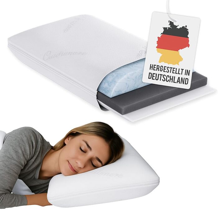 Подушка для шиї з гелевої піни та піни з ефектом пам&39яті, 60x30 см, подушка для шийного відділу хребта, регульована жорсткість та висота (7-14 см), чохол з дихаючого кашеміру