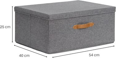 Коробка для зберігання преміум-класу LOVE IT STORE IT з кришкою - Коробка з лляної тканини - Велика та міцна коробка - Сірий - 54x40x25 см