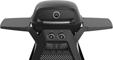 Конфорочний газовий мангал GRANDSTATE BLACK KITE 200 з візком для барбекю, піддоном для збору жиру, потужною подвійною конфоркою,