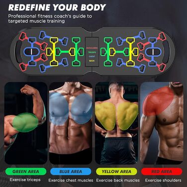 Набір преміум-дощок для віджимань, ручки для віджимань, покращена концепція 2024, гриф для віджимань 10-в-1, тренажер для домашнього тренажерного залу, чорний