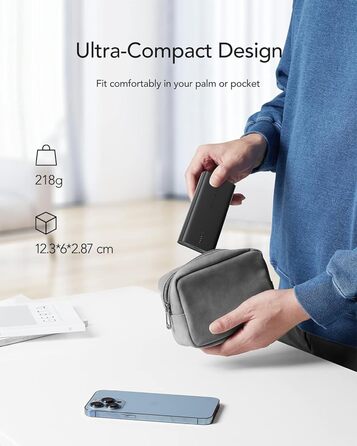 Швидка зарядка, 10000mAh Power Bank Socket AC Зовнішня батарея USB C PD QC3.0 Портативний зарядний пристрій Складаний адаптер живлення Сумісний з iPhone Samsung Huawei Смартфон, 22.5W