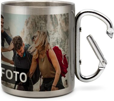 Кухоль з нержавіючої сталі з карабіном, надрукований фотографією - створіть власну фотокухоль