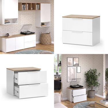 Комод Vicco Wido, полиця з дверцятами, білий/Сонома, 60 x 50 см з 2 шухлядами