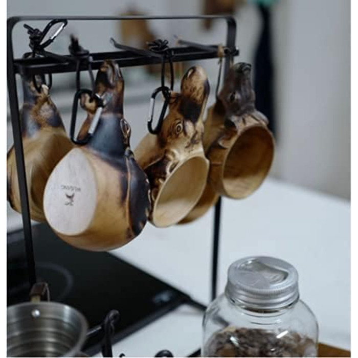 Дерев&39яна чашка MUGUOY Kuksa ручної роботи - чашка із зображенням голови тварини Kuksa Guksi, дерев&39яна чашка kuksa для мандрівників та кемпінгу в буші, гарний подарунок для любителів природи. (Лис*1)