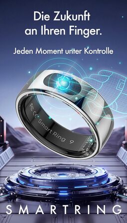 Фітнес-кільце Newgen Medicals для чоловіків фітнес-кільце, сенсорне керування, пульс, SpO2, 5 атм, розмір 57 (розумне з вимірюванням пульсу, крокомір, смарт-годинник)