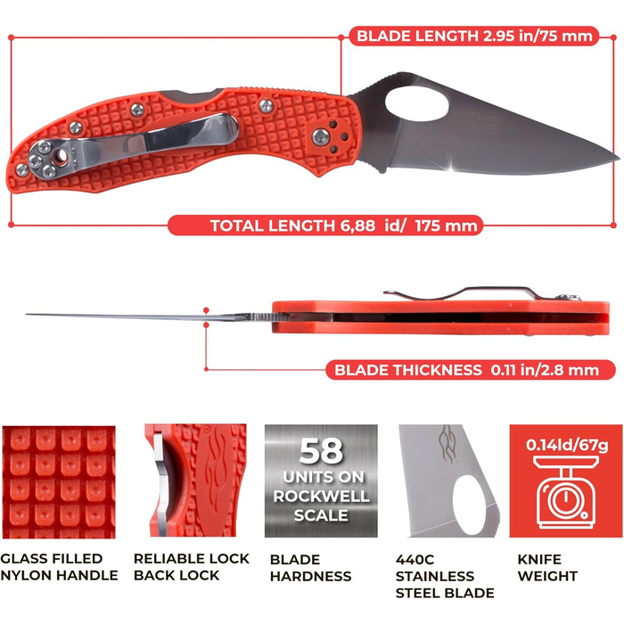 Кишеньковий складаний ніж зі сталі 440C лезо 75 мм нековзна ручка з кліпсою Кемпінг Полювання Риболовля Відкритий EDC ніж 175 мм 6