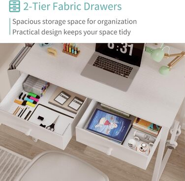 Білий письмовий стіл Lufeiya з 2 шухлядами, невеликий стіл з місцем для зберігання, комп&39ютерний стіл для офісу/домашнього офісу, 80x40x79 см, білий, компактний