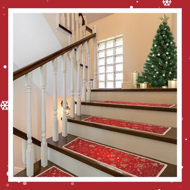 Предметний різдвяний комплект сходових сходів, килим 66 x 21,6 см, нековзний, різдвяний дизайн, TPR, нековзна підкладка, килимова доріжка для сходів, підходить для людей похилого віку, 7-