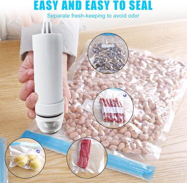 Вакуумні пакети для харчових продуктів набір вакуумних мішків, багаторазові вакуумні пакети з 1 ручним насосом, вакуумні пакети без BPA, пакети для вакуумного пакування Пакети Sous Vide Set (22x21 см * 5 26 x 28 см * 5 30 x 34 см *5), 15 шт.