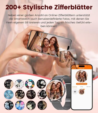 Жіночий смарт-годинник LIGE (2 ремінці), 1,43-дюймовий HD AMOLED-дисплей, смарт-годинник з функцією телефону, фітнес-годинник, спортивний годинник з понад 120 спортивними режимами, відстеження сну, відстеження менструального циклу, годинник для iOS/Androi