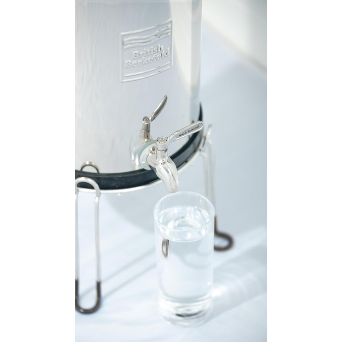 Британська система гравітаційних фільтрів для води Berkefeld - 8,5 л система фільтрів для води з нержавіючої сталі для дому з 2 картриджами Doulton Ceramic Ultra Sterasyl Хлорний фільтр системи питної води для подорожей