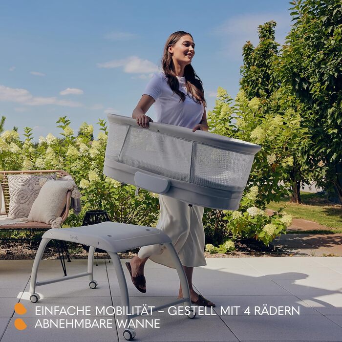 Дитяче ліжечко Lionelo Coral 3 в 1 до 9 кг, колиска, ваги для малюків, 5 швидкостей гойдання, 12 мелодій, 4 колеса, ергономічний матрац, таймер, пульт дистанційного керування, москітна сітка