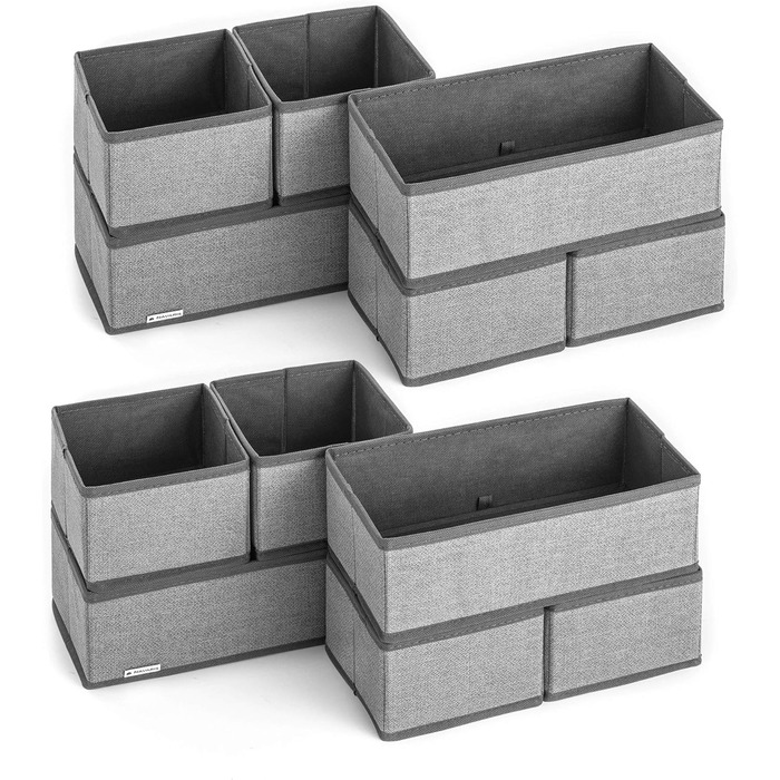 Ящики для зберігання Navaris система тканинних ящиків-органайзерів - 12 шт. різних розмірів - для шафи та шухляд - складні сірі