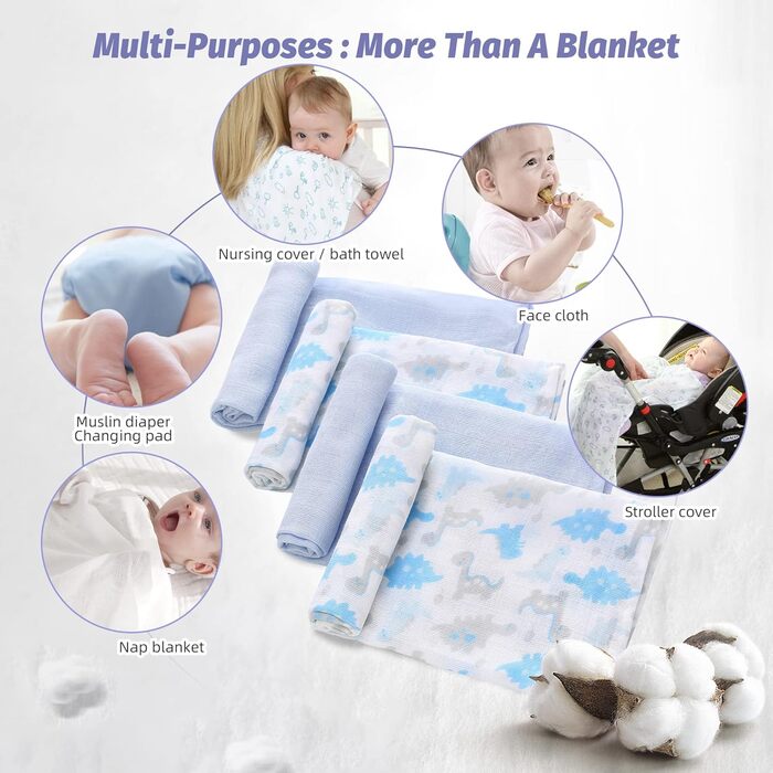 Дитячі муслінові пелюшки муслінові пелюшки муслінові пелюшки для відрижки набір з 4 муслінові пелюшки 70x70см бавовна дівчинка хло