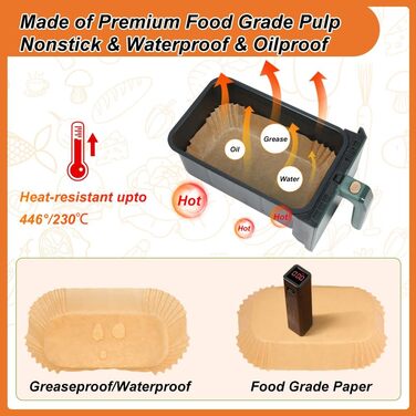 Аксесуари для фритюрниці BYKITCHEN для Tefal 5.2/3.1L Dual Easy Fry, Philips Dual Basket Airfryer 3000 Series, Папір для випічки для фритюрниці Moulinex 8.3 л, Cecotec, DMS, аксесуари для фритюрниці (100 шт. )