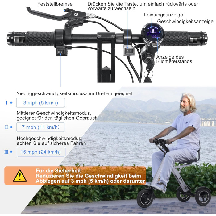 Електричний триколісний велосипед TopMate ES35 для дорослих зі спинкою сидіння, легкий електричний триколісний велосипед зі знімним акумулятором 36 В 7,8 Аг, функцією реверсу та ключем-перемикачем для поїздок на роботу та подорожей