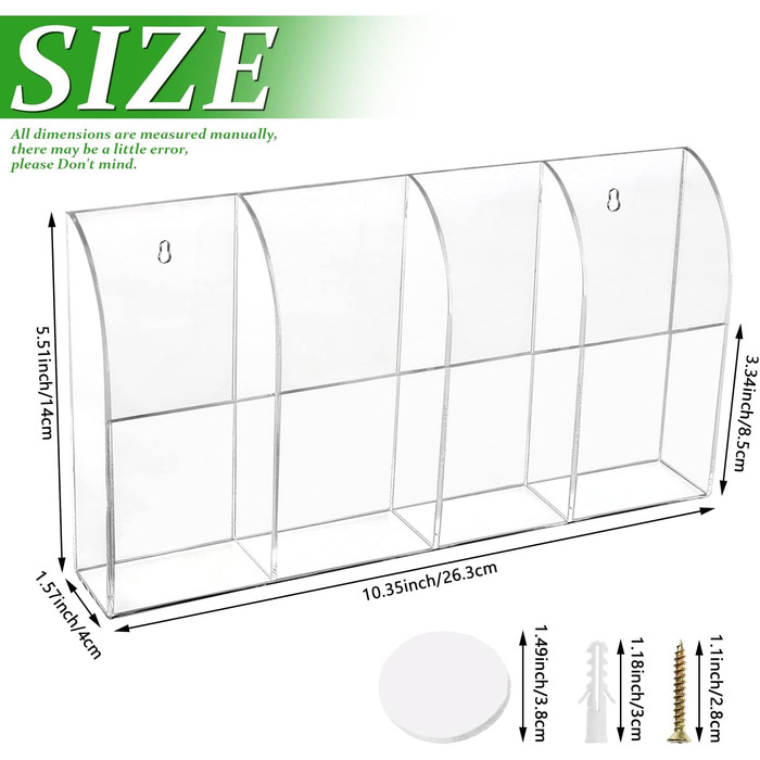 Тримач пульта дистанційного керування GZkushi Acrylic, настінний пульт дистанційного керування Органайзер для зберігання кондиціонера Обігрів TV Box, з гвинтами, клейкою стрічкою, викруткою