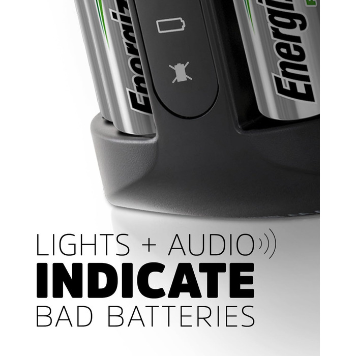 Зарядний пристрій Energizer Recharge Value з 4 акумуляторними батареями типу AA NiMH у комплекті. Зарядний пристрій Pro із зарядним пристроєм на 4 батарейки типу AA та батареями.