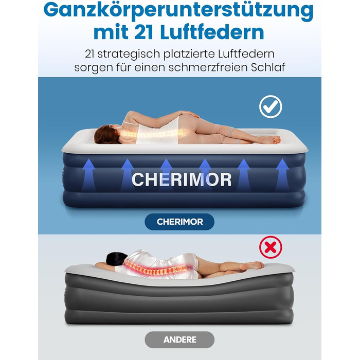 Самонадувальний надувний матрац, надувне ліжко для 1 особи, герметичне самонадувальне надувне ліжко з вбудованим насосом за 2 хвилини, надувний матрац для дому та гостьового ліжка 190x99x46 см, одномісний