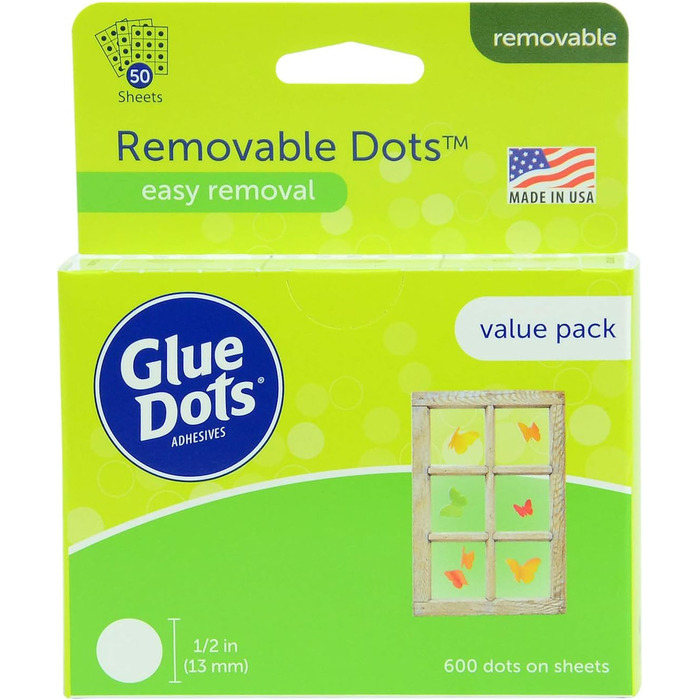 Клей Dots GD08388 на бантику, Value Pack 600 Універсальний, знімний, 13 мм