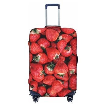 Чохол для валізи Полуничний сад з еластичної тканини, захисний від подряпин та пилу, чорний, розмір 95